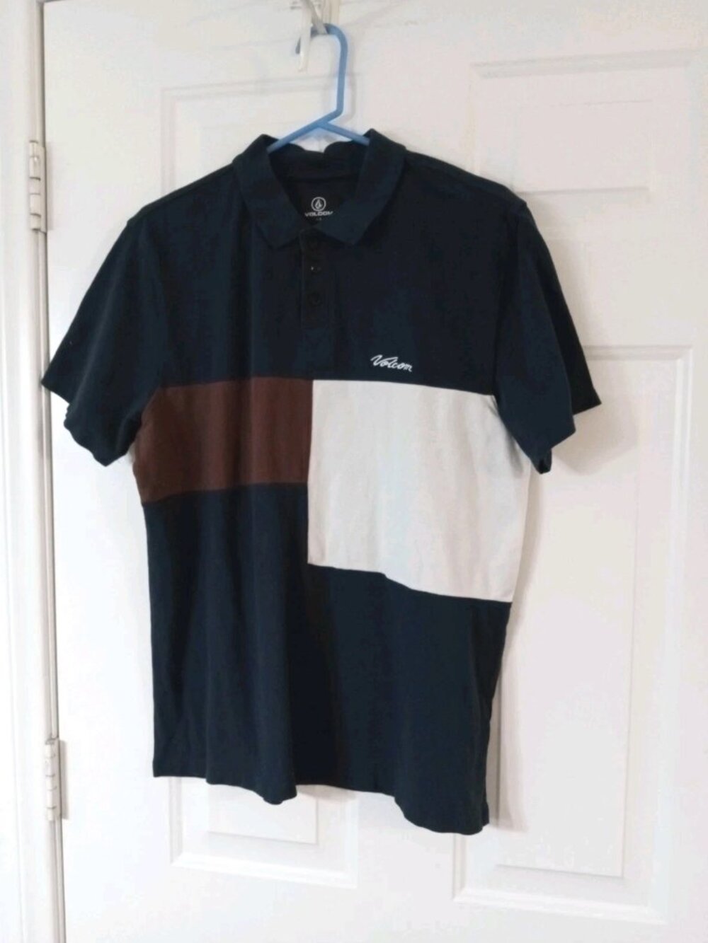 Volcom Stoney Baloney Polo Shirt Men's Large Short Sleeve Colorblock Blue